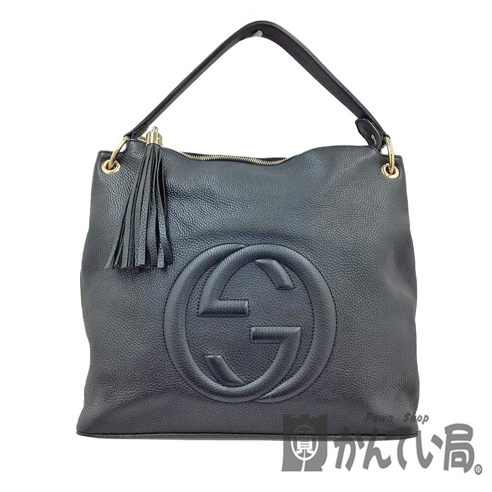 GUCCI Soho Tote Bag Shoulder BlacLeather Inner Pocket